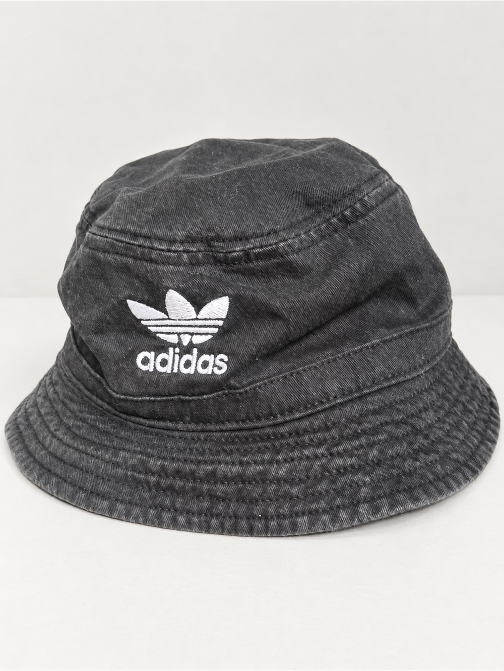 adidas Kids Black Bucket Hat with White Trefoil